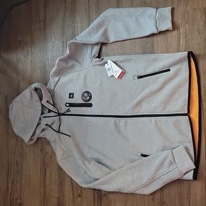 NWT Men's Rip Curl Fleece Hoodie. "Anti-Series" Grey striped Fleece Jacket.